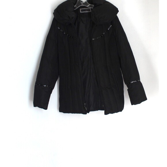 Hillary Radley Puffer Jacket Black Down & Feather Filled Stand Up Collar Size M - Picture 6 of 11